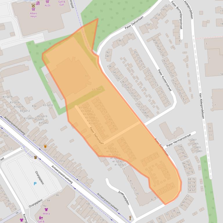 Kaart van postcodegebied 4615DC.