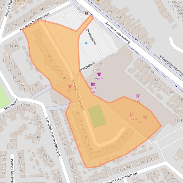 Kaart van postcodegebied 4615JZ.