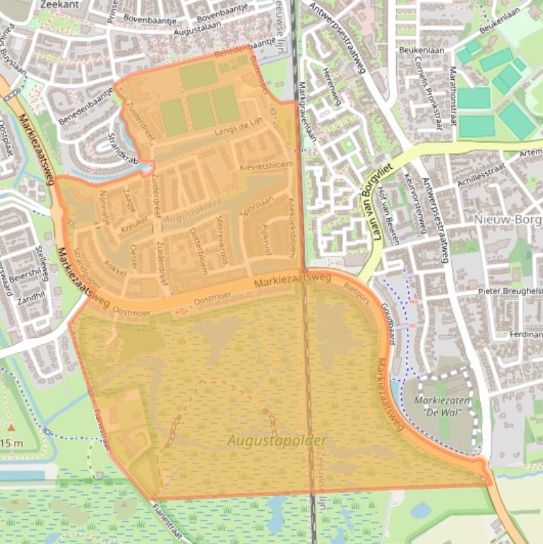 Kaart van postcodegebied 4616.