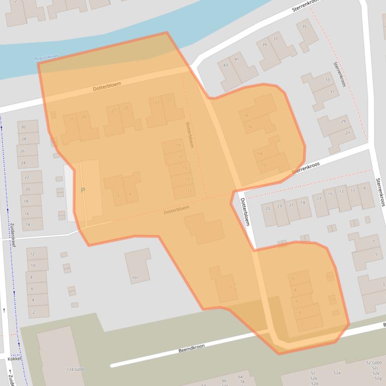 Kaart van postcodegebied 4616AS.