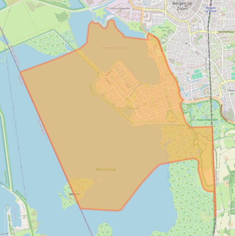 Kaart van postcodegebied 4617.