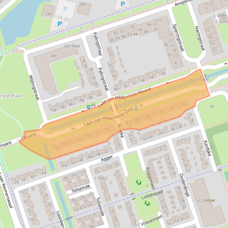 Kaart van postcodegebied 4617AB.