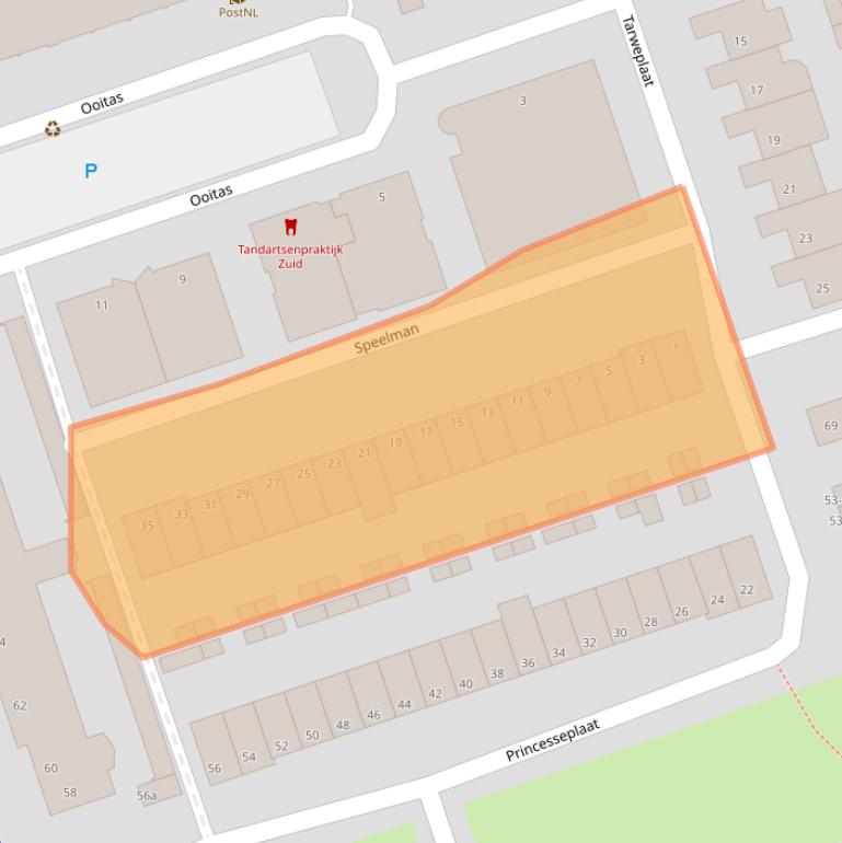Kaart van postcodegebied 4617LA.