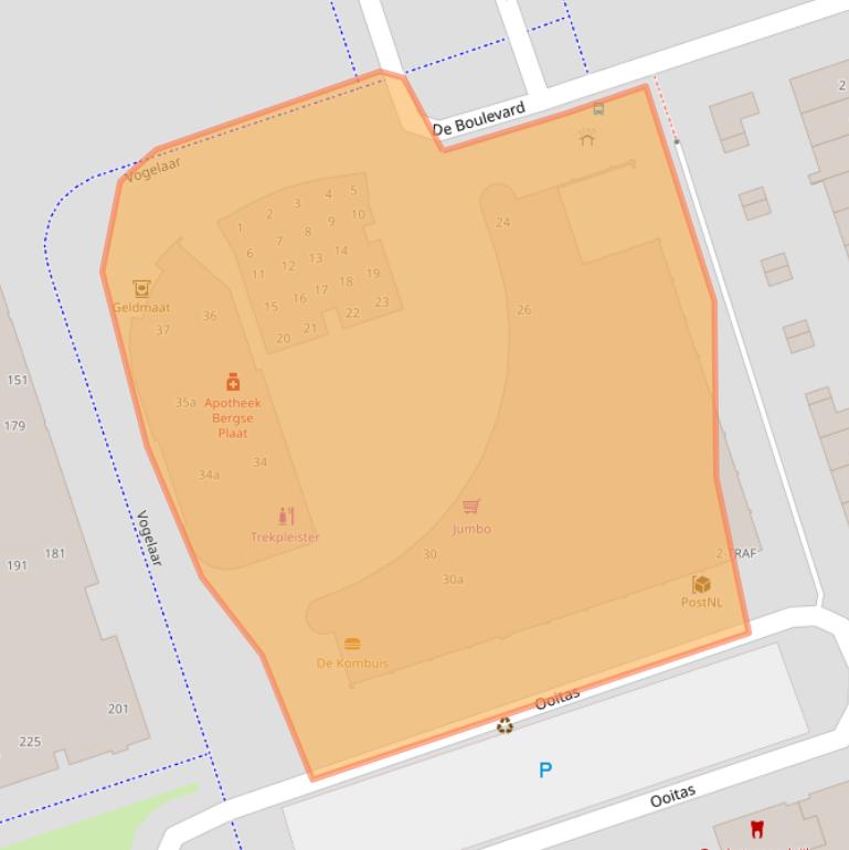 Kaart van postcodegebied 4617LG.