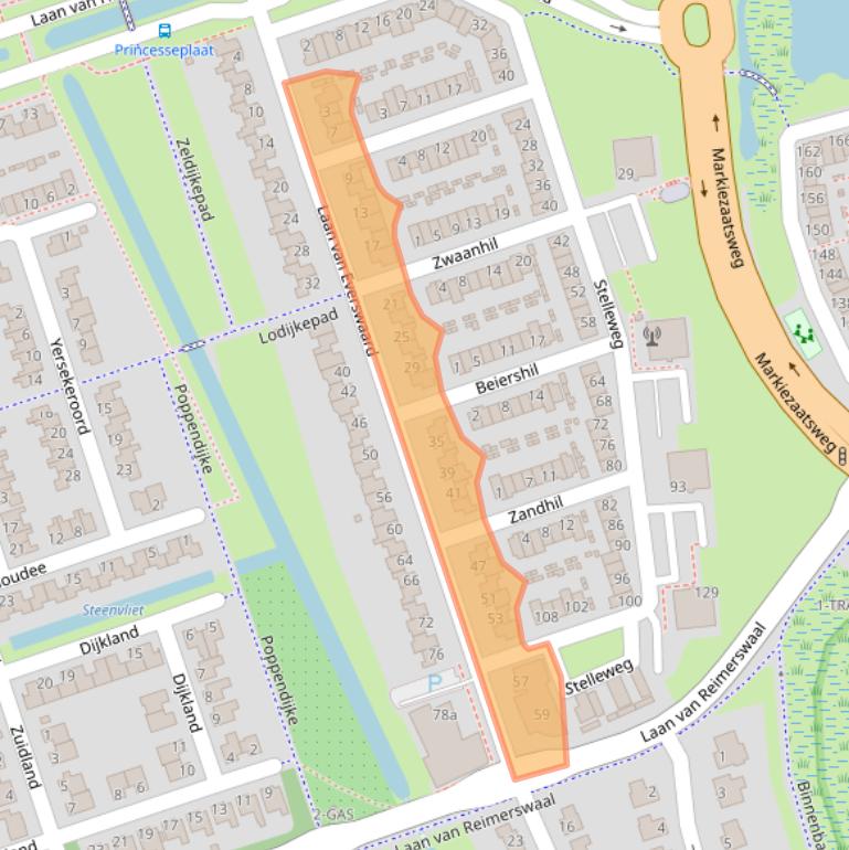 Kaart van postcodegebied 4617LH.