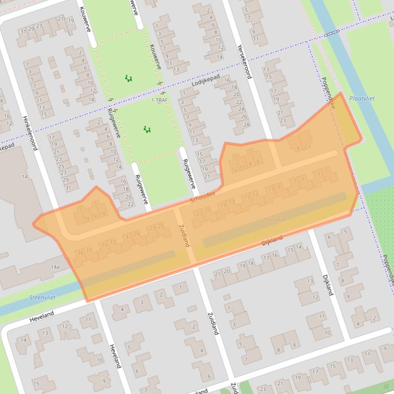 Kaart van postcodegebied 4617NH.