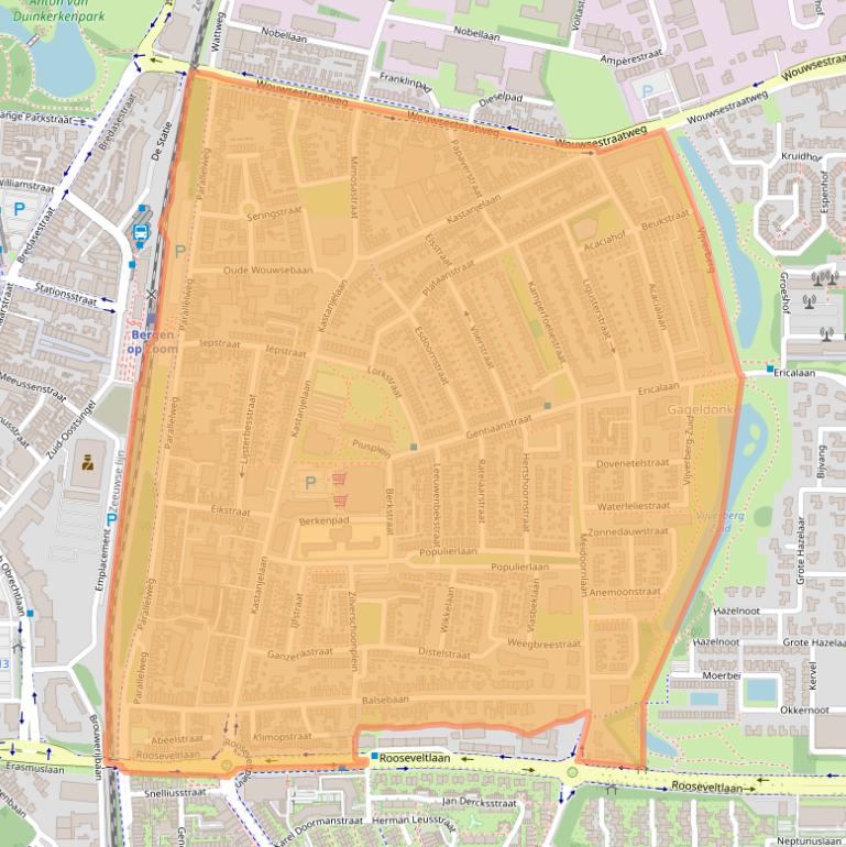 Kaart van postcodegebied 4621.