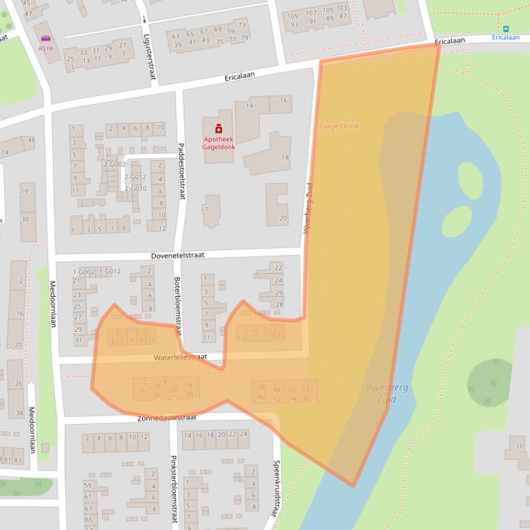 Kaart van postcodegebied 4621BD.