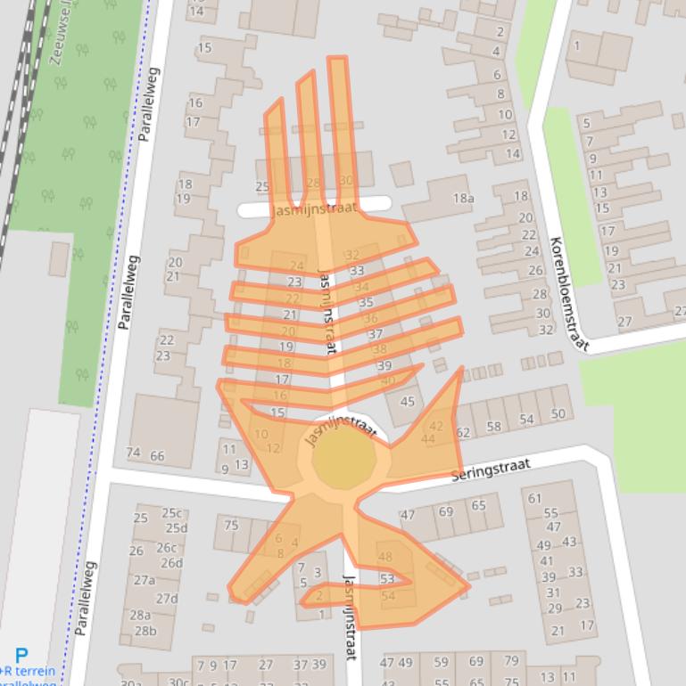 Kaart van postcodegebied 4621DB.