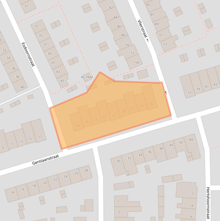 Kaart van postcodegebied 4621EJ.