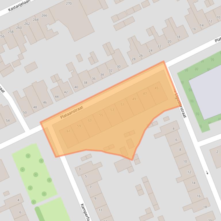 Kaart van postcodegebied 4621GS.