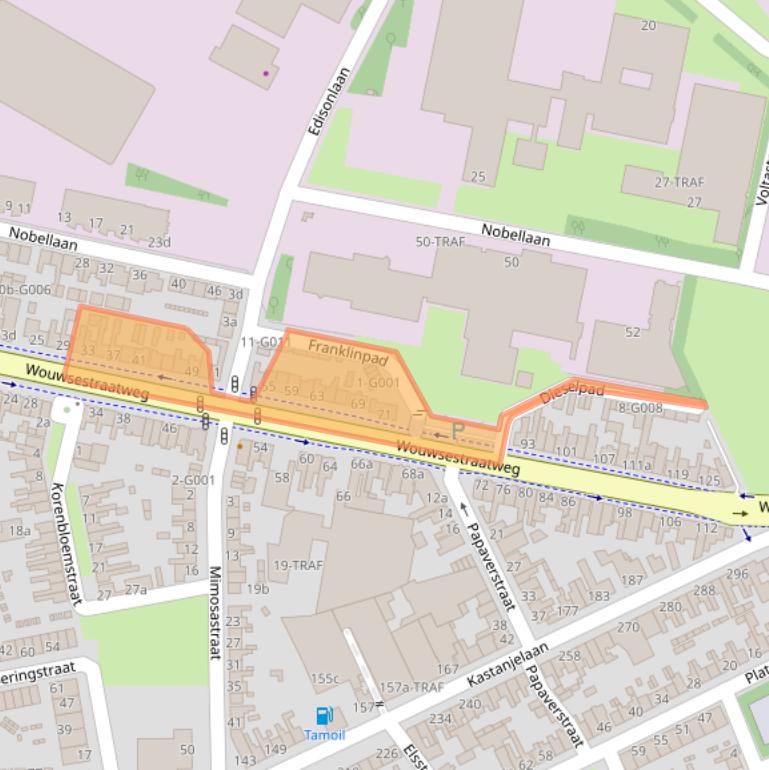 Kaart van postcodegebied 4622AB.