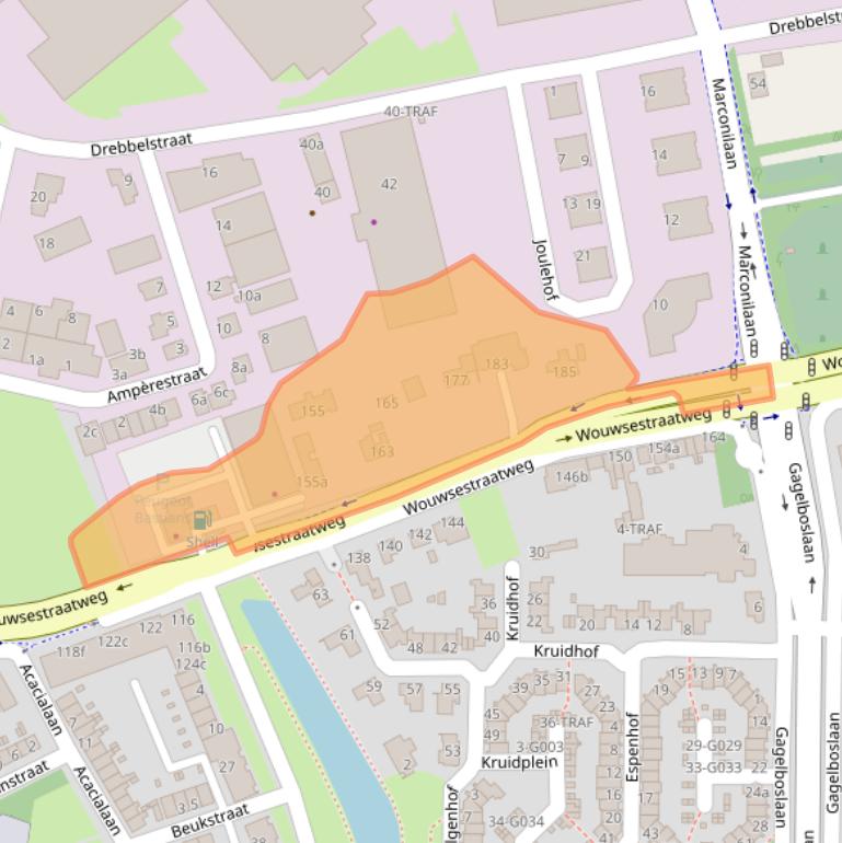 Kaart van postcodegebied 4622AE.