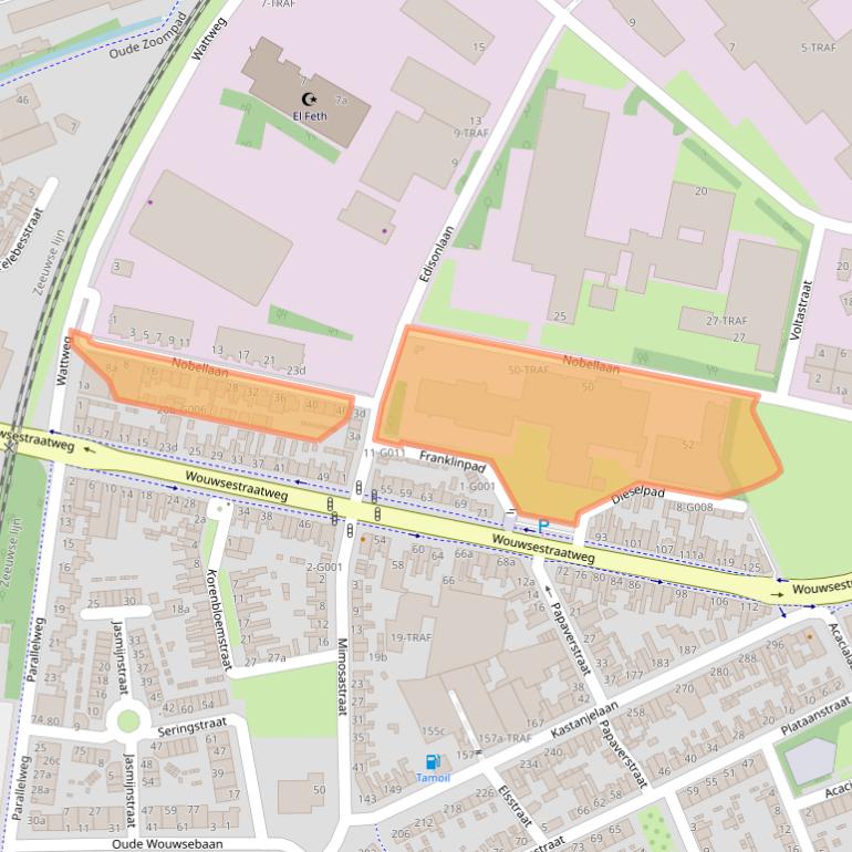 Kaart van postcodegebied 4622AJ.