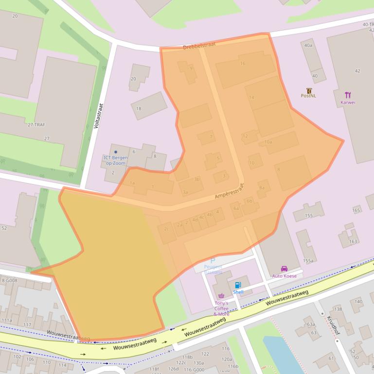 Kaart van postcodegebied 4622RE.