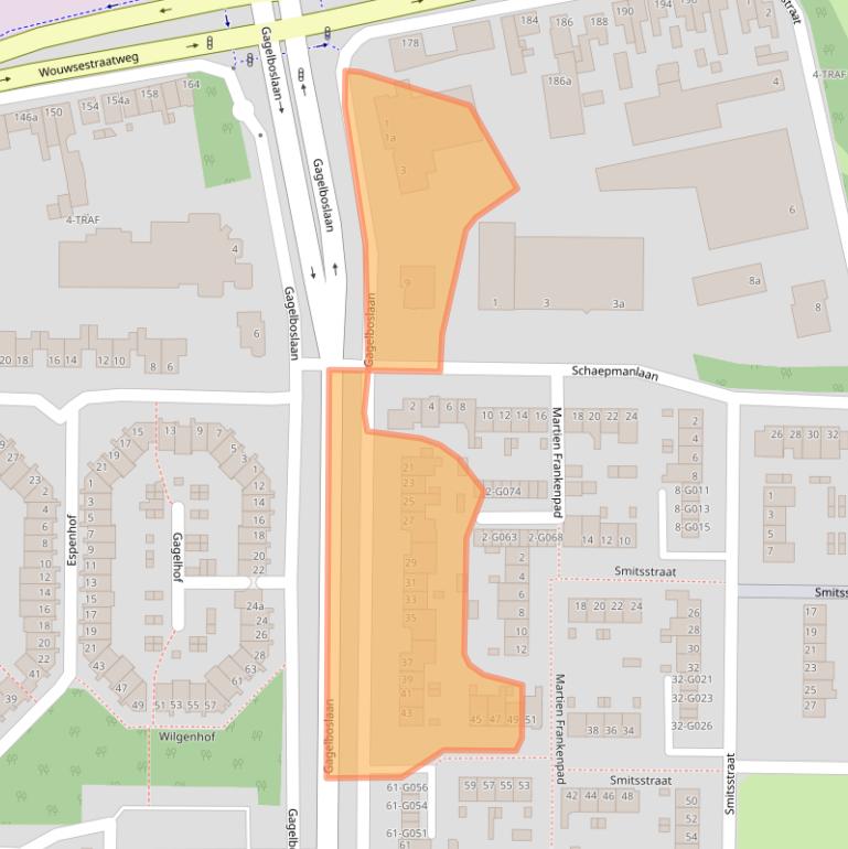 Kaart van postcodegebied 4623AA.