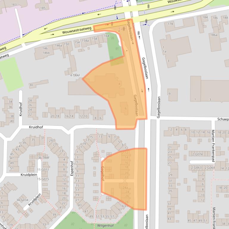 Kaart van postcodegebied 4623AD.