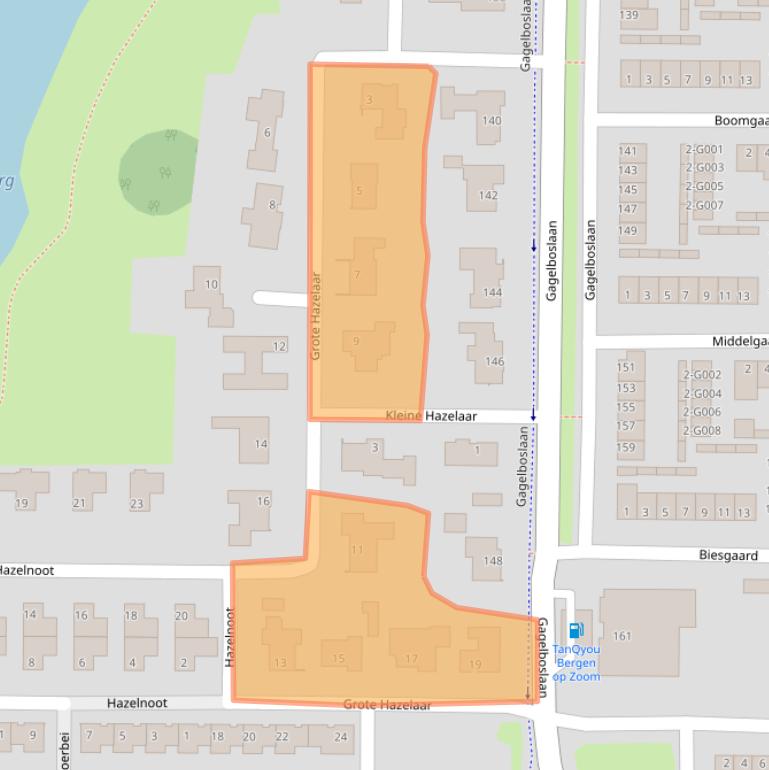 Kaart van postcodegebied 4623AJ.