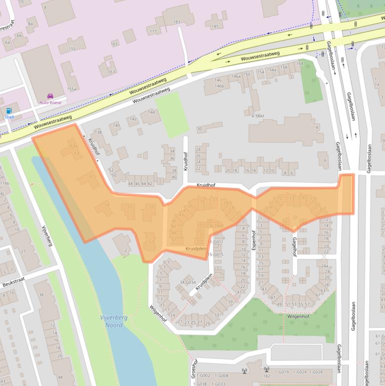 Kaart van postcodegebied 4623BC.