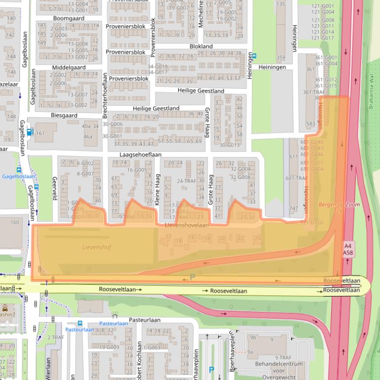Kaart van postcodegebied 4623TA.