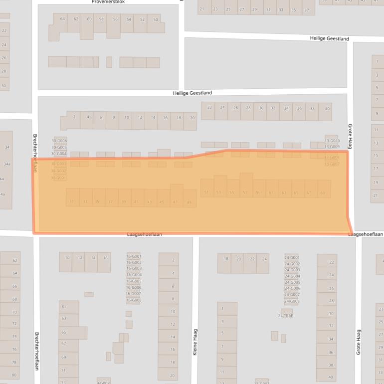 Kaart van postcodegebied 4623TL.