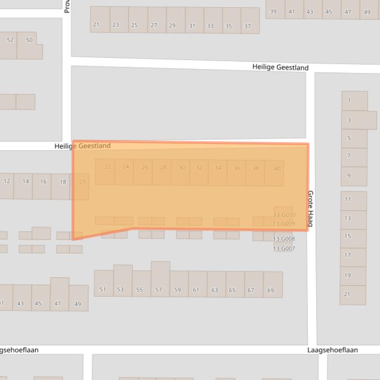 Kaart van postcodegebied 4623VD.