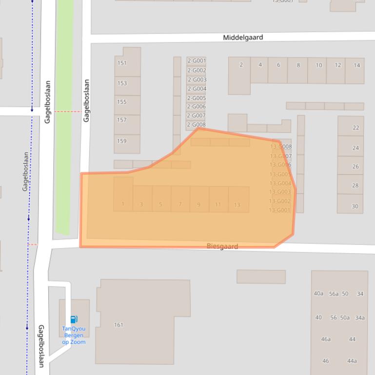 Kaart van postcodegebied 4623VS.