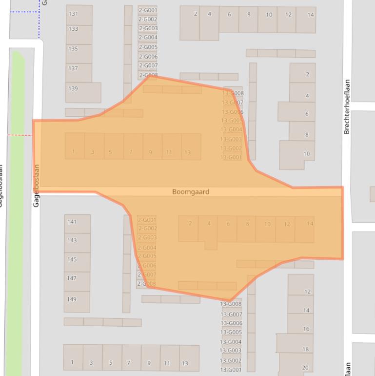 Kaart van postcodegebied 4623VV.