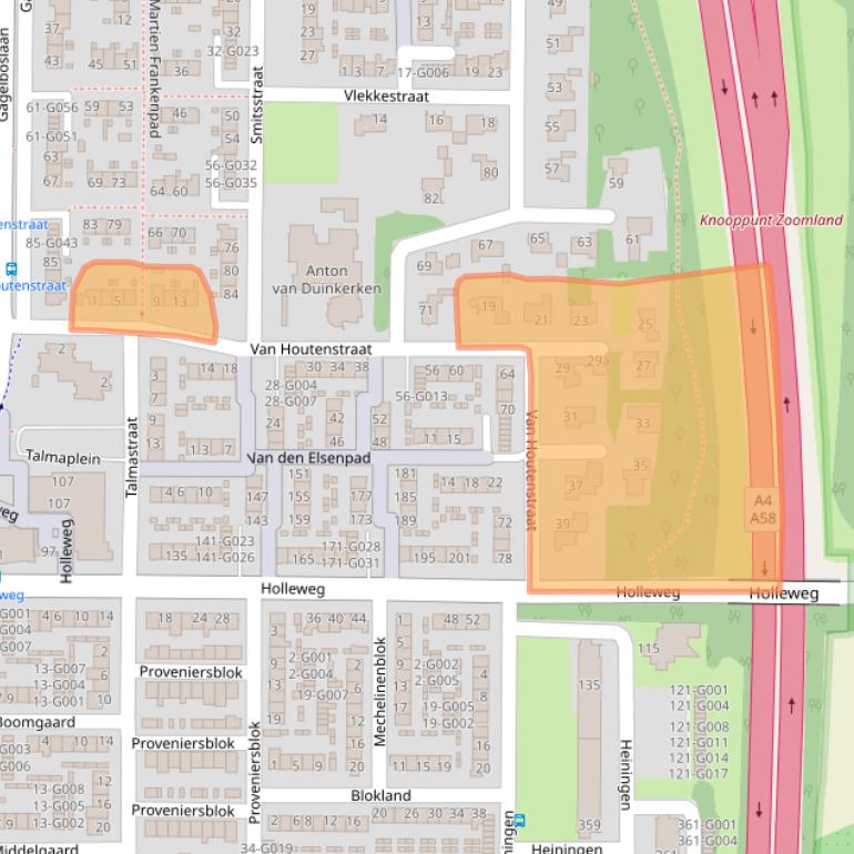 Kaart van postcodegebied 4623XK.