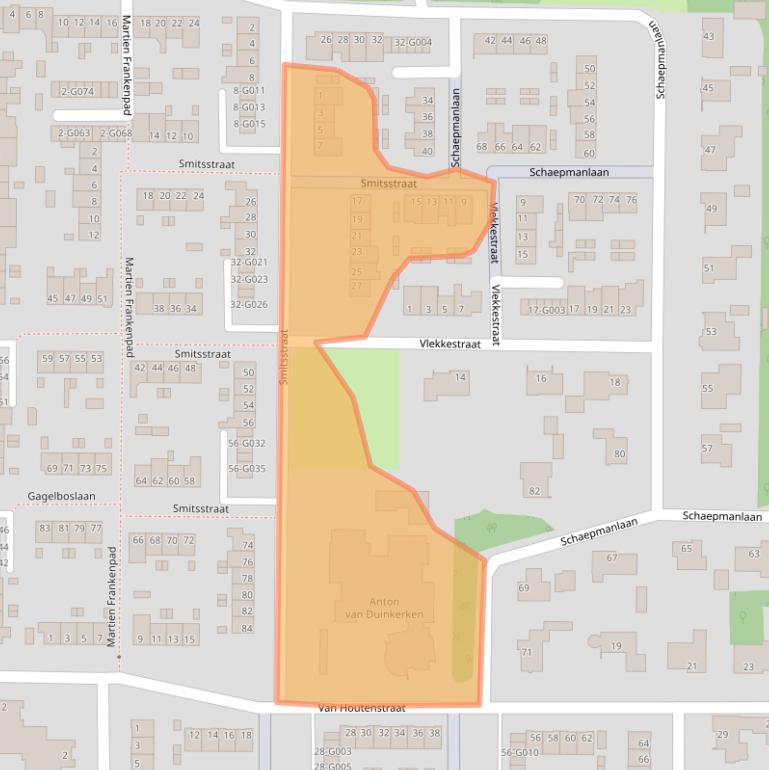 Kaart van postcodegebied 4623XP.