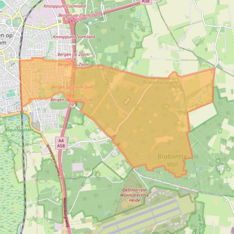 Kaart van postcodegebied 4624.