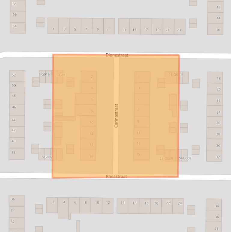 Kaart van postcodegebied 4624BJ.
