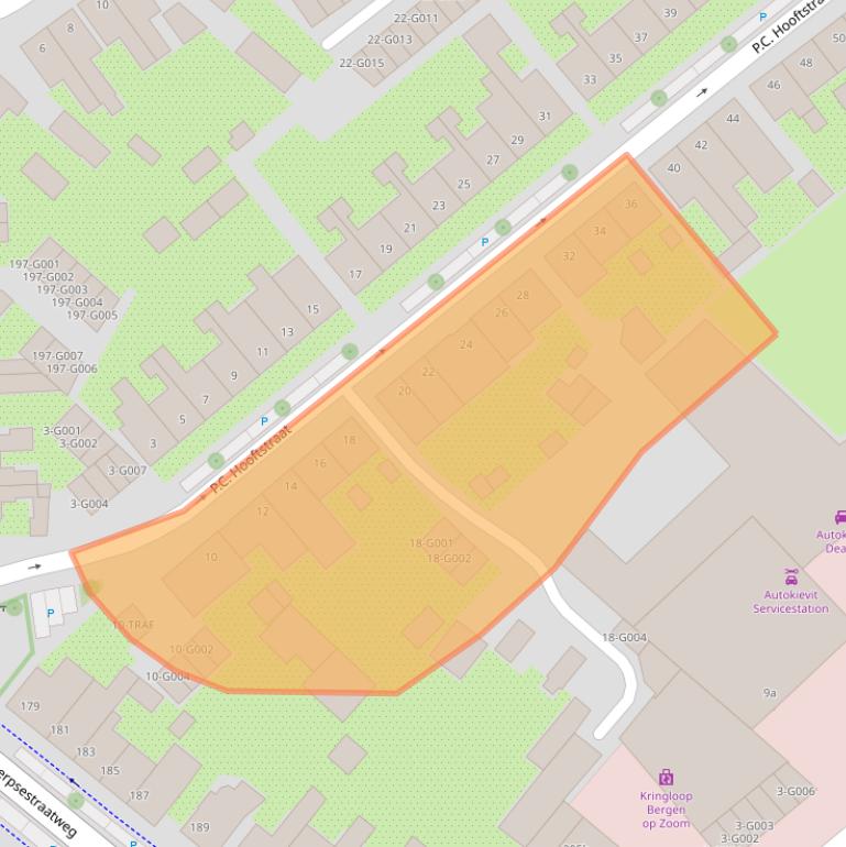 Kaart van postcodegebied 4624HT.