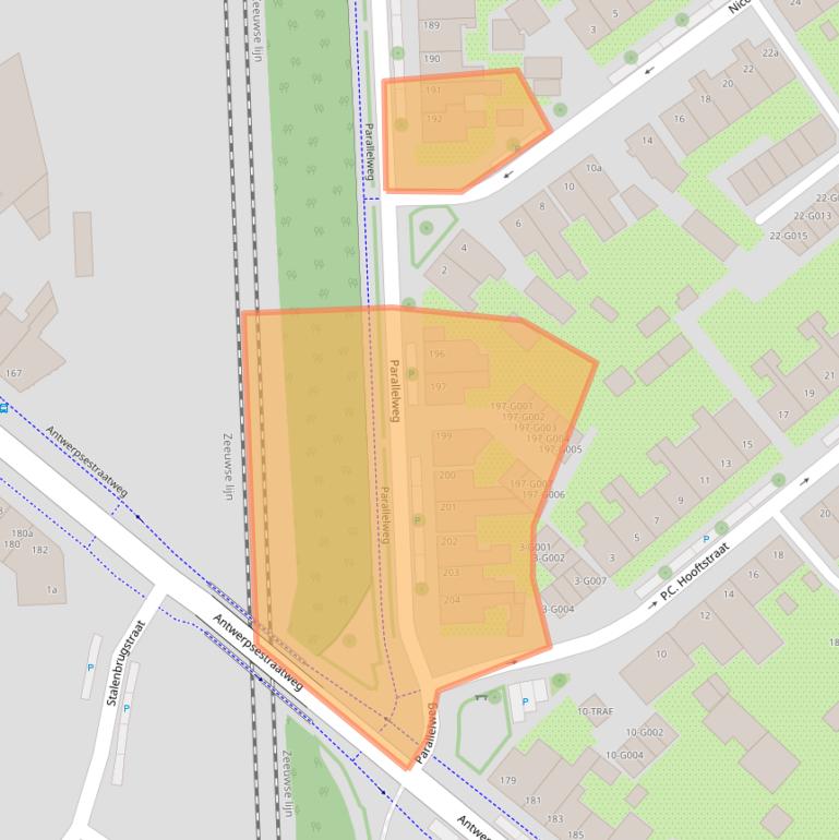 Kaart van postcodegebied 4624JD.