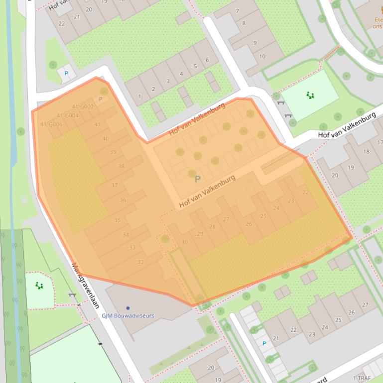 Kaart van postcodegebied 4624JZ.