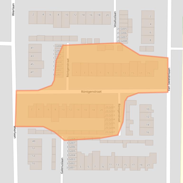 Kaart van postcodegebied 4624XG.
