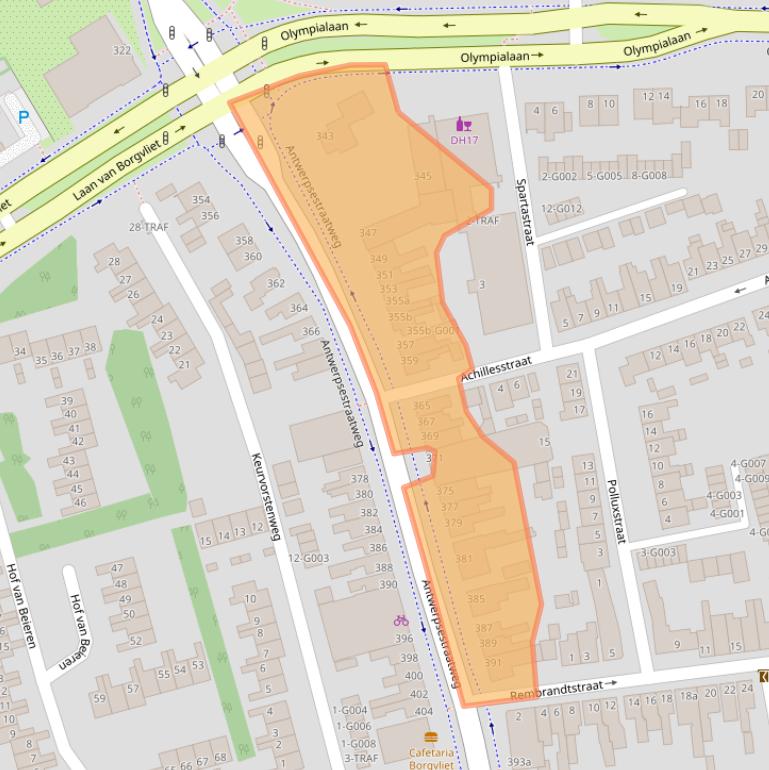 Kaart van postcodegebied 4625AA.