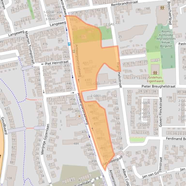 Kaart van postcodegebied 4625AB.