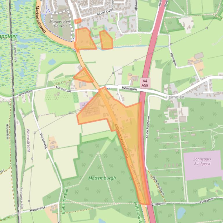 Kaart van postcodegebied 4625AC.