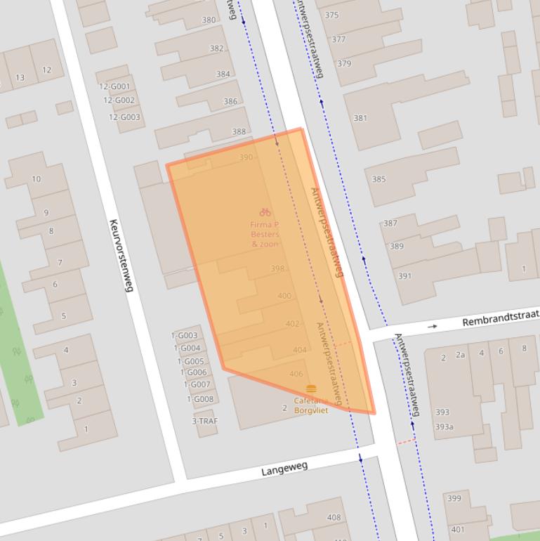 Kaart van postcodegebied 4625AE.