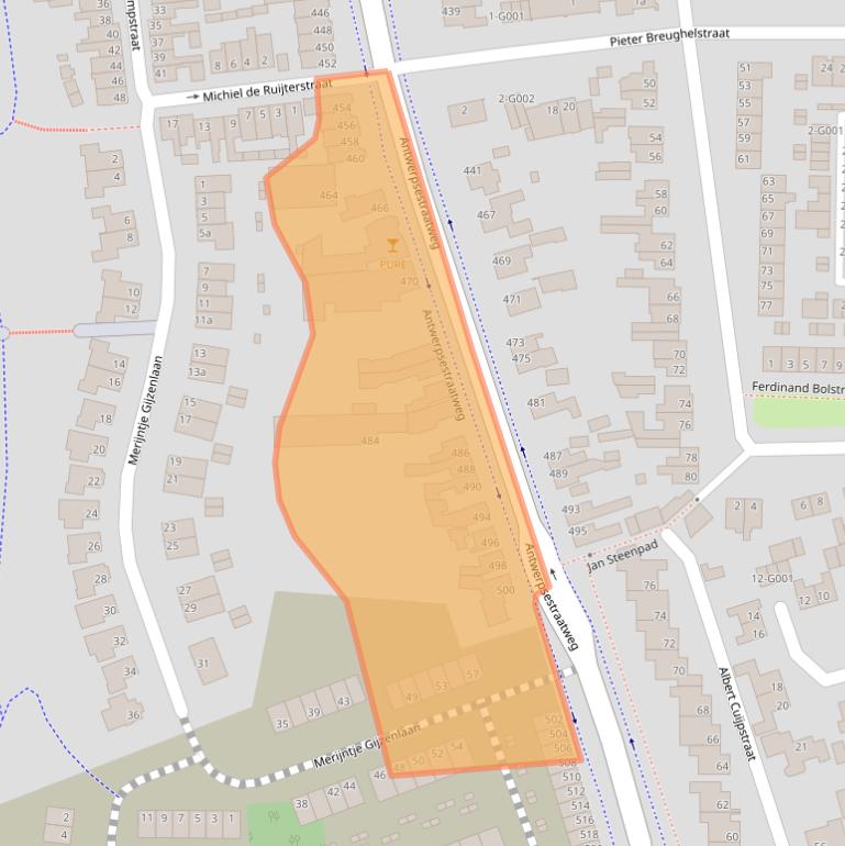 Kaart van postcodegebied 4625AH.