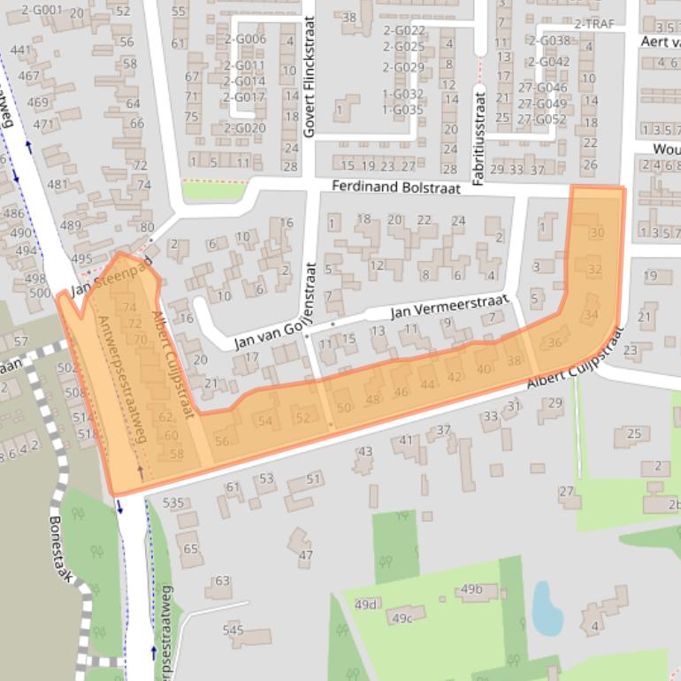 Kaart van postcodegebied 4625AM.