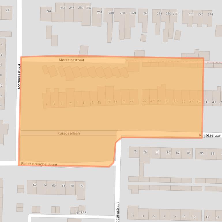 Kaart van postcodegebied 4625BJ.