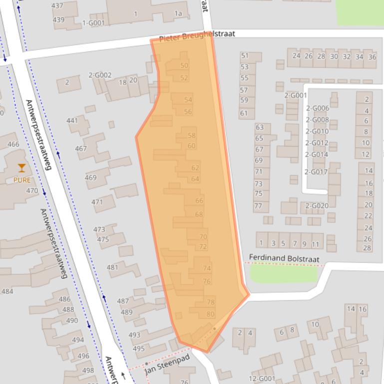 Kaart van postcodegebied 4625BV.
