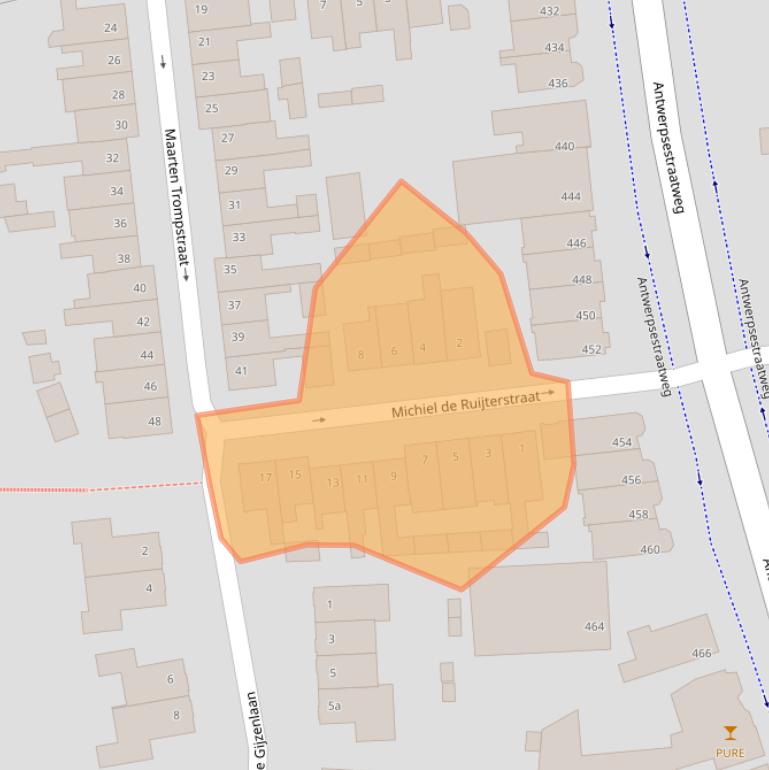 Kaart van postcodegebied 4625EA.