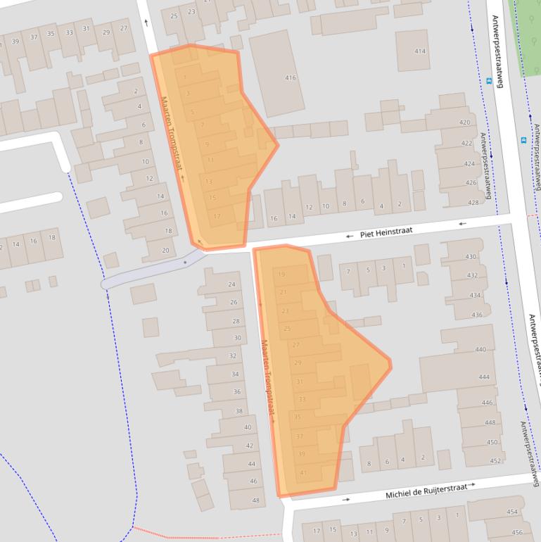 Kaart van postcodegebied 4625EC.