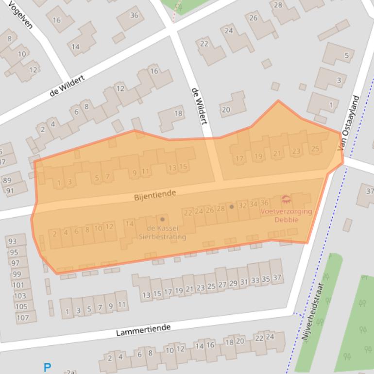 Kaart van postcodegebied 4631MB.