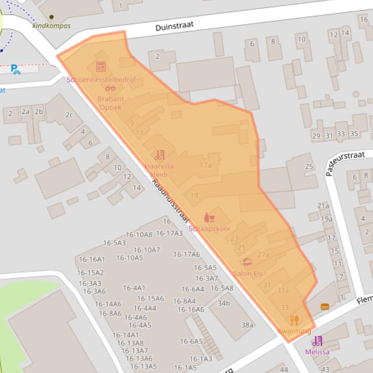 Kaart van postcodegebied 4631NA.