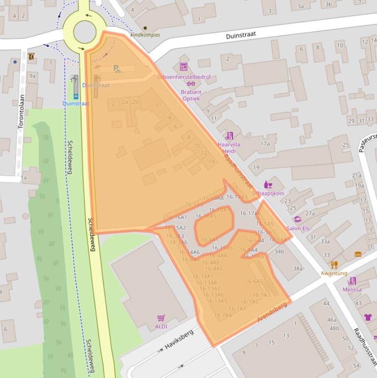 Kaart van postcodegebied 4631NE.