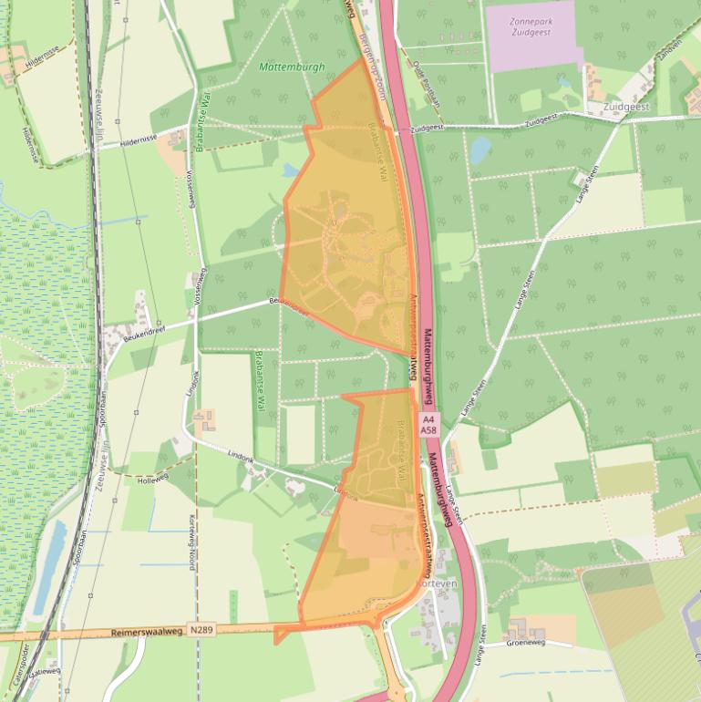 Kaart van postcodegebied 4631PN.